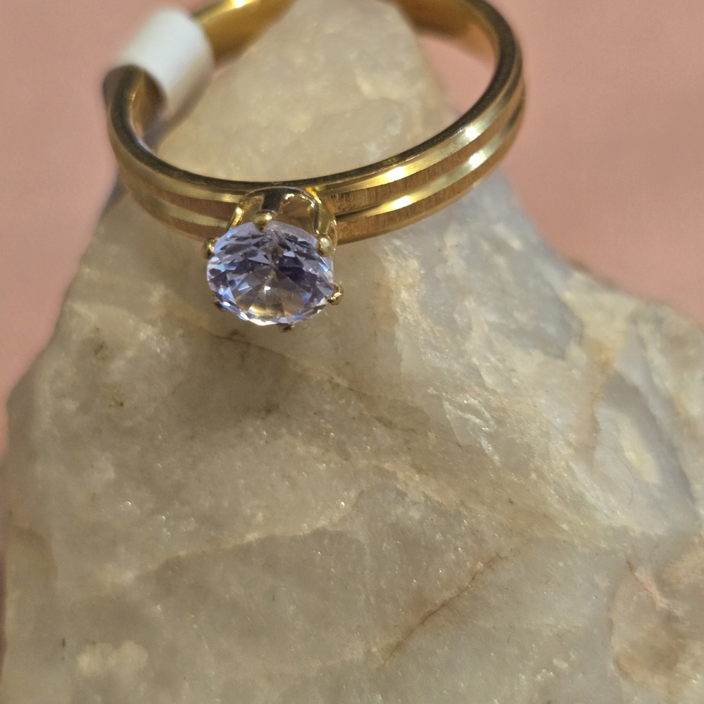 Gold Stainless Steel Ring and Earring Set - Picture 2 of 4